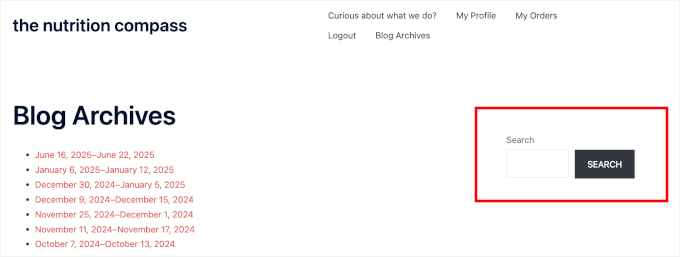 Previewing the archive search Previewing the archive search
