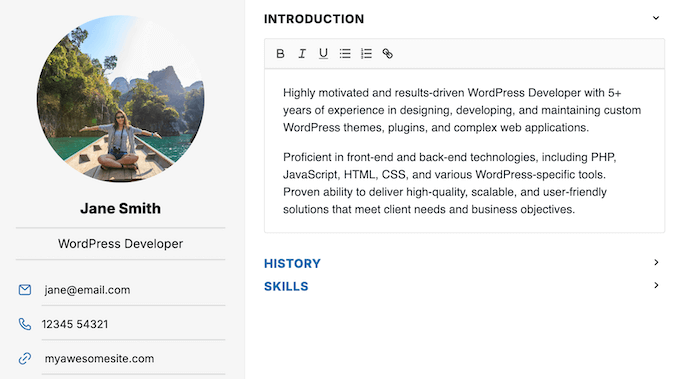 Adding an introduction to your professional profile