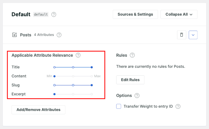 Setting up attribute relevance Setting up attribute relevance