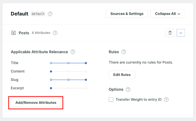 Add/Remove attributes in SearchWP Add/Remove attributes in SearchWP