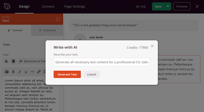 Creating an online resume using artificial intelligence (AI)