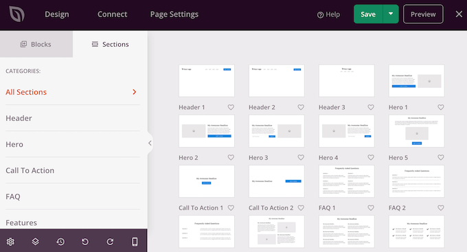 Adding ready-made sections to your online resume