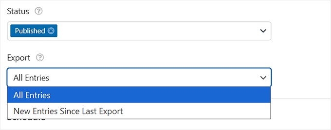 Use the export filter in WPForms