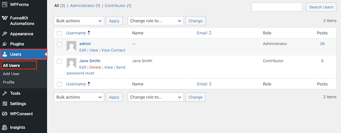 Aktualizacja profilu użytkownika w panelu administracyjnym WordPress