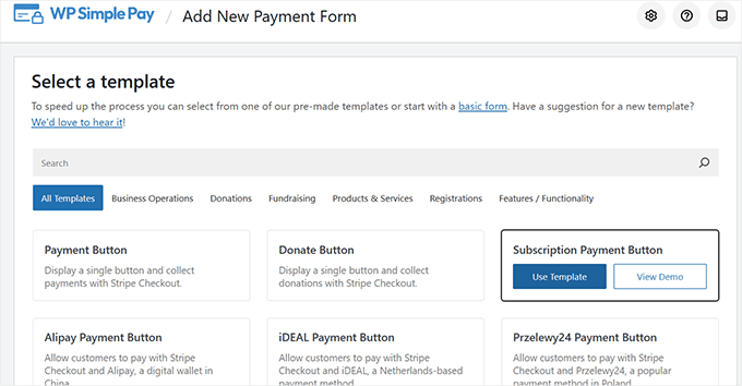 Stripe-Abonnementzahlung über WP Simple Pay Lite