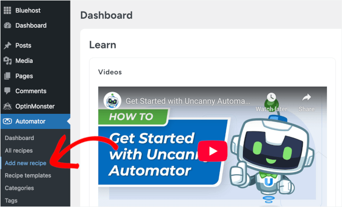 Add new recipe in Automator Add new recipe in Automator