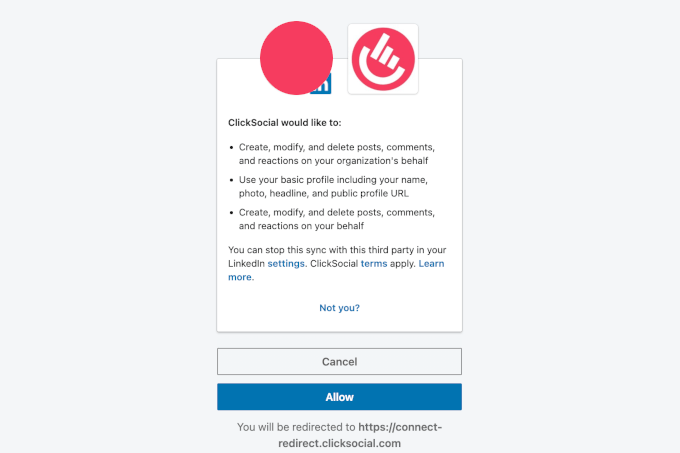 Granting LinkedIn connection permission