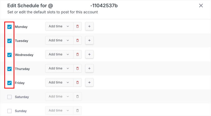 Choosing the days for scheduling LinkedIn posts
