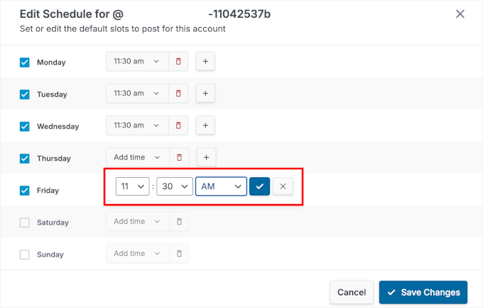 Choosing the time for scheduling LinkedIn posts
