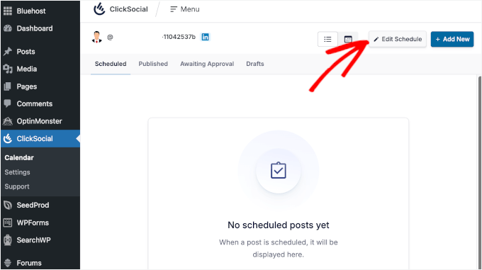 The Edit Schedule button in ClickSocial