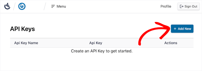 Adding a new API key