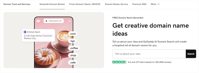 Generating your perfect domain name using GoDaddy
