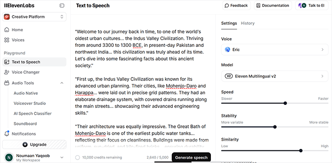 ElevenLabs テキスト読み上げ