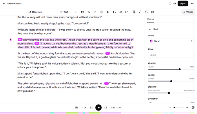 ElevenLabsボイスオーバースタジオ