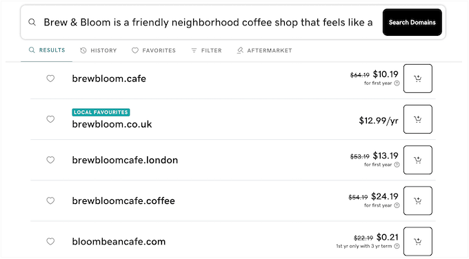 Generating domain names using GoDaddy 