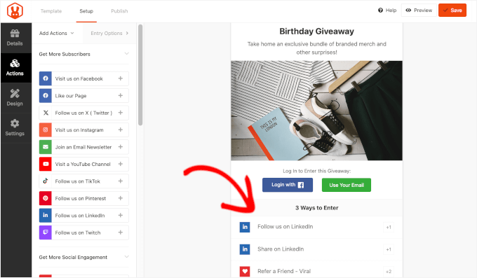 Giveaway entry requirements