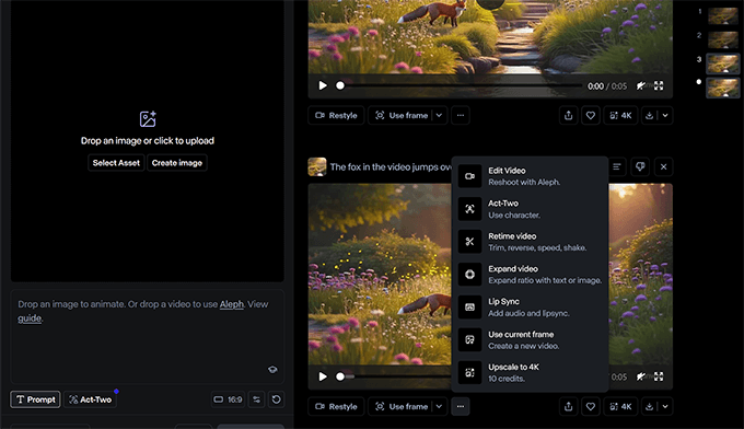 Runwayは、使いやすい組み込みのビデオ編集ツールを提供します