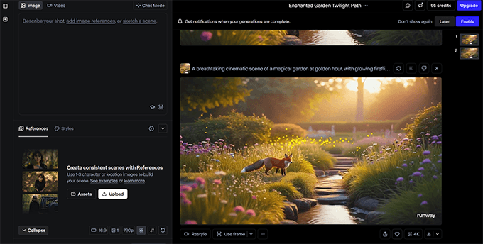 Runwayのビデオ生成