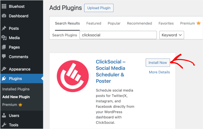 Install ClickSocial plugin