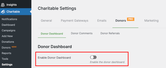 Enabling Donor Dashboard in Charitable Enabling Donor Dashboard in Charitable