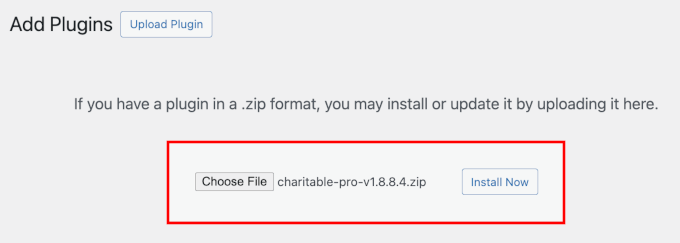 Uploading Charitable zip file Uploading Charitable zip file