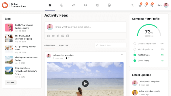 An example of a community site, created using BuddyBoss An example of a community site, created using BuddyBoss