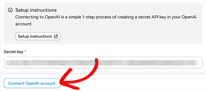 Click Connect OpenAI account button in Uncanny Automator Click Connect OpenAI account button in Uncanny Automator