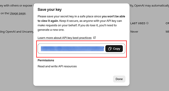 Copy your secret key from OpenAI website Copy your secret key from OpenAI website