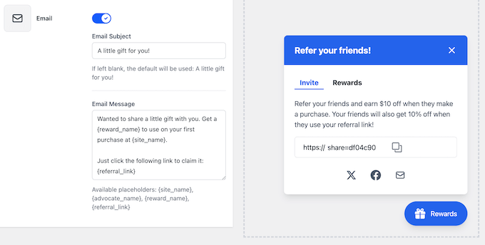Customizing the shareable, referral message on your website, blog, or online marketplace 