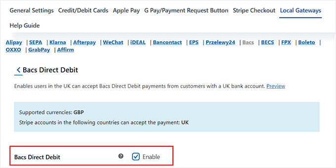 Enable Bacs direct debit in WooCommerce with a plugin