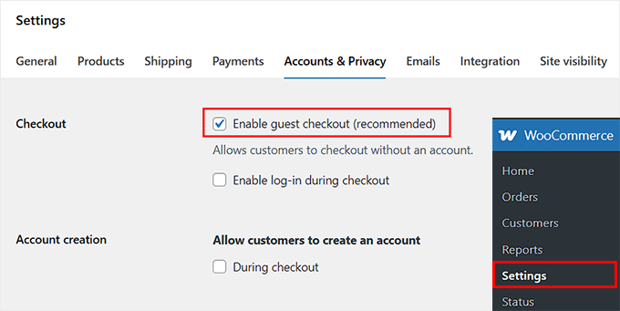 Enable guest checkout in WooCommerce