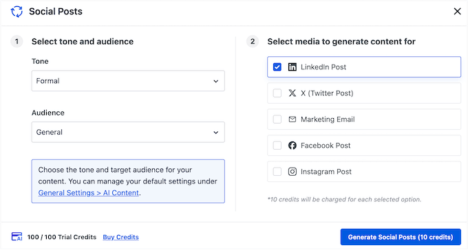 Använda AIOSEO för att generera inlägg för LinkedIn, Facebook, Twitter/X och mer Använda AIOSEO för att generera inlägg för LinkedIn, Facebook, Twitter/X och mer