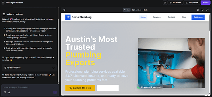 Hostinger Horizons - AIウェブサイトビルダーでのウェブサイトプレビュー。 Hostinger Horizons - AIウェブサイトビルダーでのウェブサイトプレビュー。