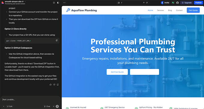 Lovableバイブコーディングチャットとウェブサイトプレビュー Lovableバイブコーディングチャットとウェブサイトプレビュー