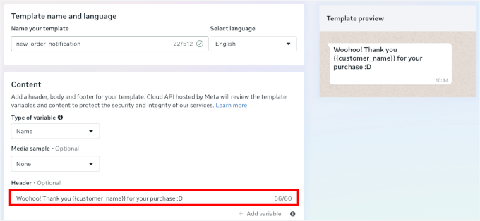 Ajouter l'en-tête du message