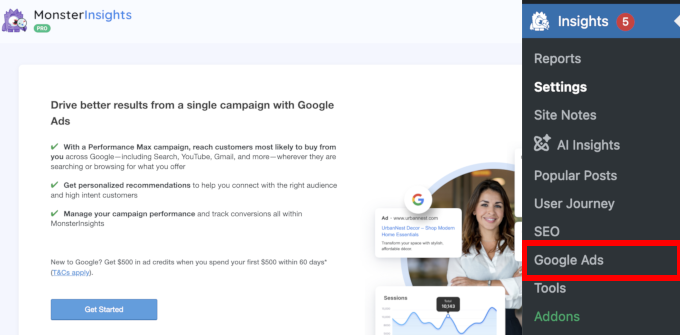 Google Ads in MonsterInsights
