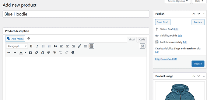 Publish a product without description for testing Publish a product without description for testing