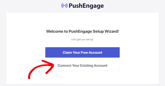 Invite à connecter un compte PushEngage existant