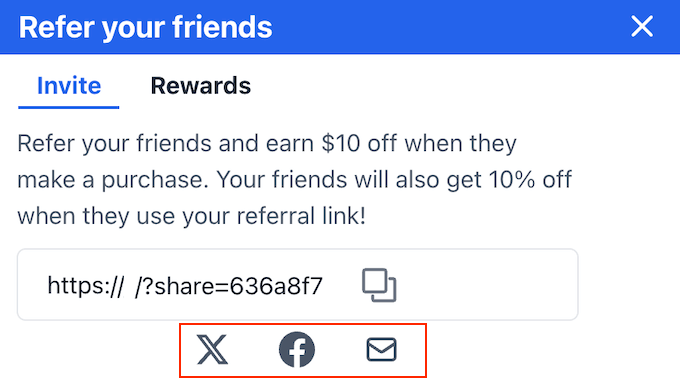 Encouraging customers to share a refer-a-friend link via social media and email 