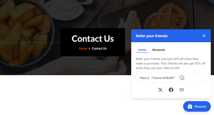 The user-friendly RewardsWP referral widget 