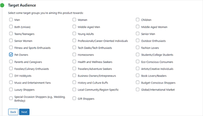 Select a target audience for your product in StoreAgent Select a target audience for your product in StoreAgent