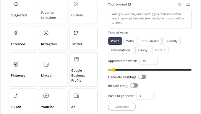 SocialBees användarvänliga AI-gränssnitt SocialBees användarvänliga AI-gränssnitt