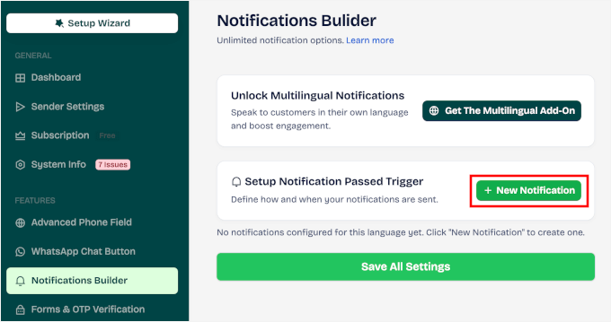 Ajout d'une nouvelle notification dans Wawp
