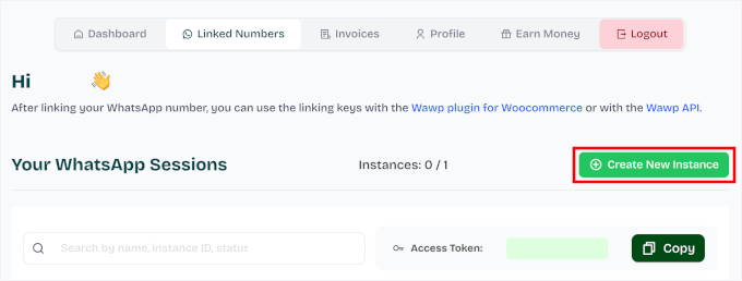 Création d'une nouvelle instance