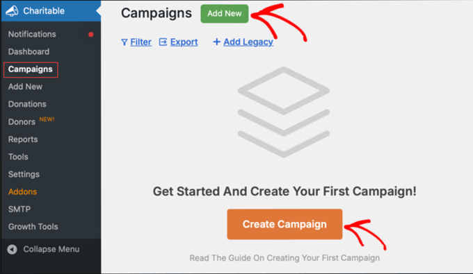 Creating a New Campaign in WP Charitable