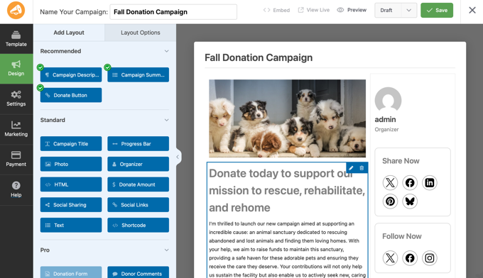 Designing a Campaign Page in WP Charitable