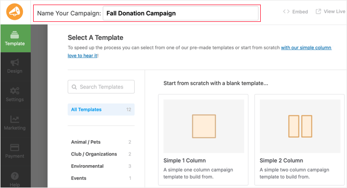 Naming a New WP Charitable Campaign