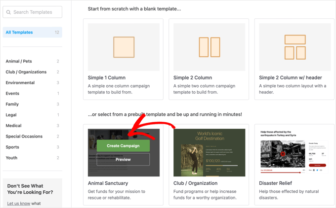 Using a WP Charitable Template to Create a New Campaign