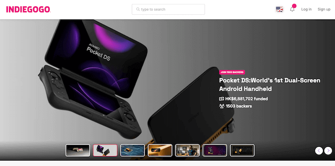 The Indiegogo crowdfunding platform