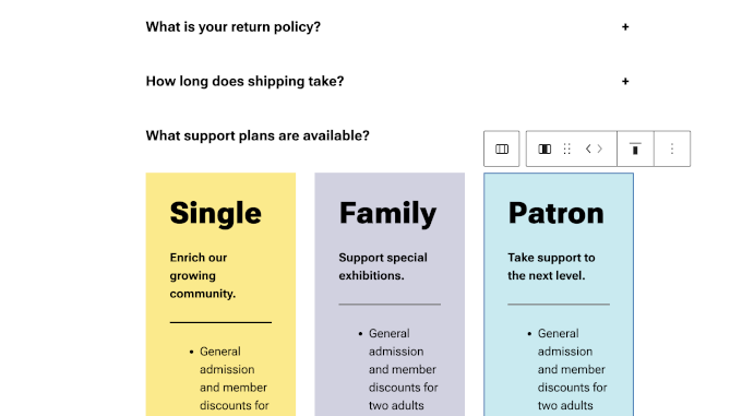 Accordion block in WordPress 6.9